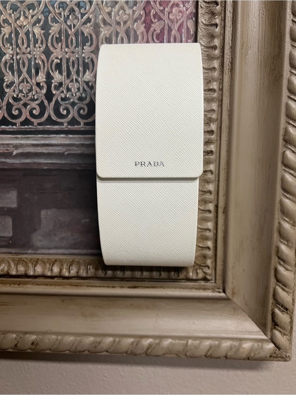 Prada White Saffiano Leather Eyeglass Case
